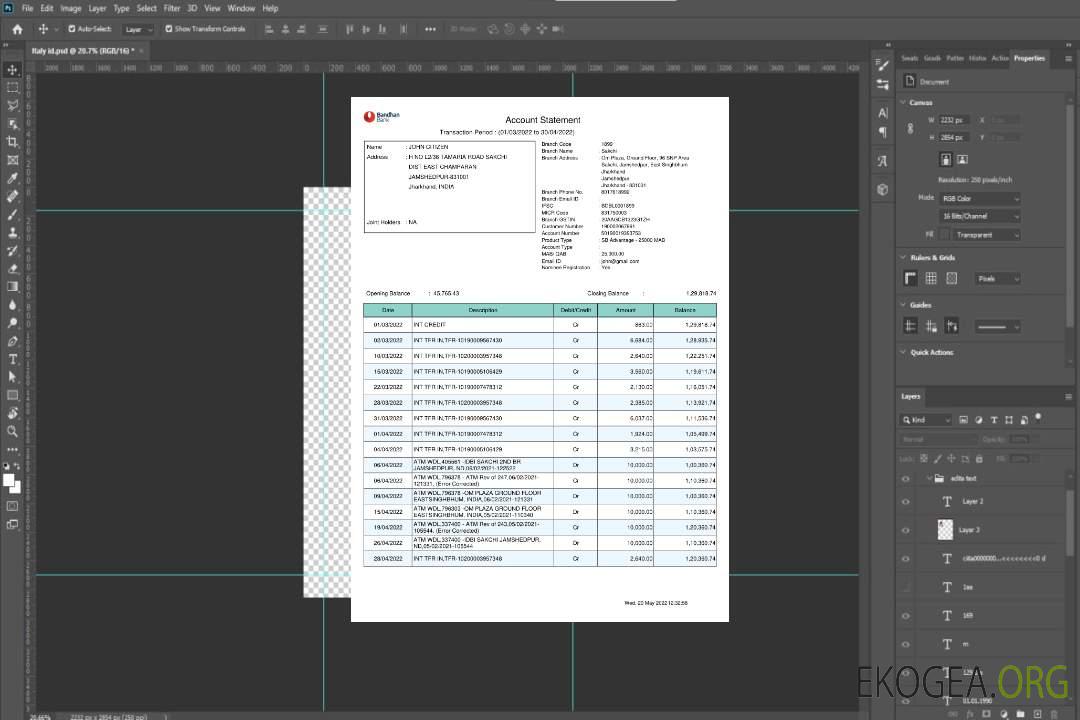 Modèle de relevé bancaire Inde Bandhan, format Word et PDF, 2 pages template Modèle de relevé bancaire Inde Bandhan, format Word et PDF, 2 pages template